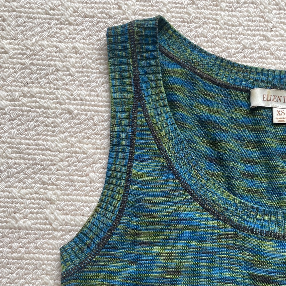 Ellen Tracy Blue and Green Knit Tank Top - Picture 3 of 4